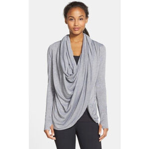 Women's Zella Gray Drape Front Shrug Sweater shirt S
